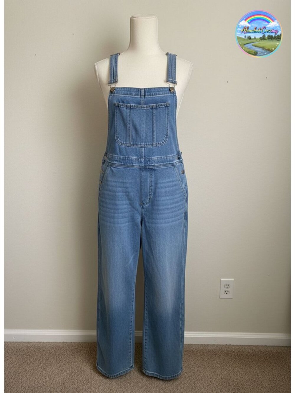 Plus Size Denim Overall Straight Leg Sleeveless Jean Jumpsuit Pockets